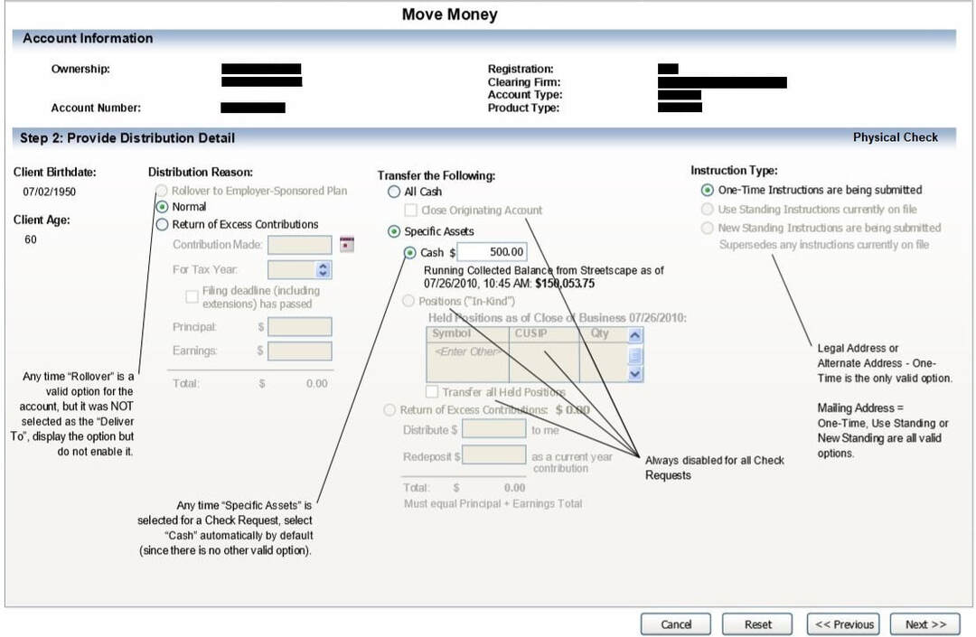 A high fidelity screen mockup that includes annotated business rules for each group of controls.
