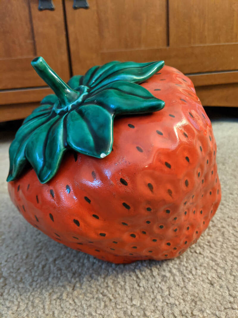 Large Strawberry cookie jar