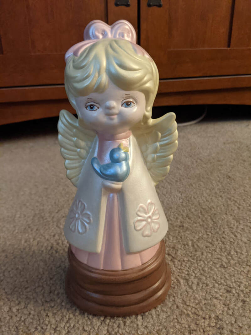 Christmas tree topper - angel girl with bluebird